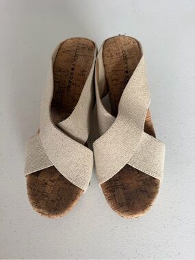 Lucky Brand Natural Crisscross Cork Wedge Sandals